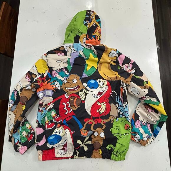 Nickelodeon Members Only cartoon print full zip  jacket hooded pockets sz L - Picture 10 of 11